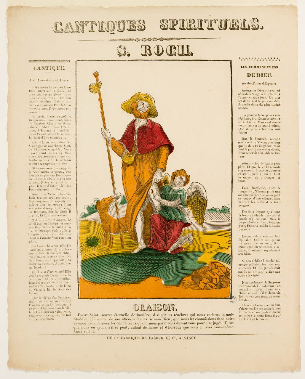 estampe CANTIQUES SPIRITUELS. S. ROCH. 1965.75.768 Photo