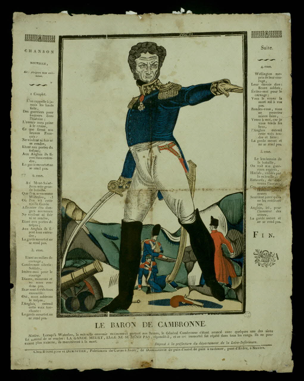 Pierre Vincent Roiné ; Dumoutier imagerie ancienne LE BARON DE CAMBRONNE. Nantes 1817-1820 1965.75.777 Photo
