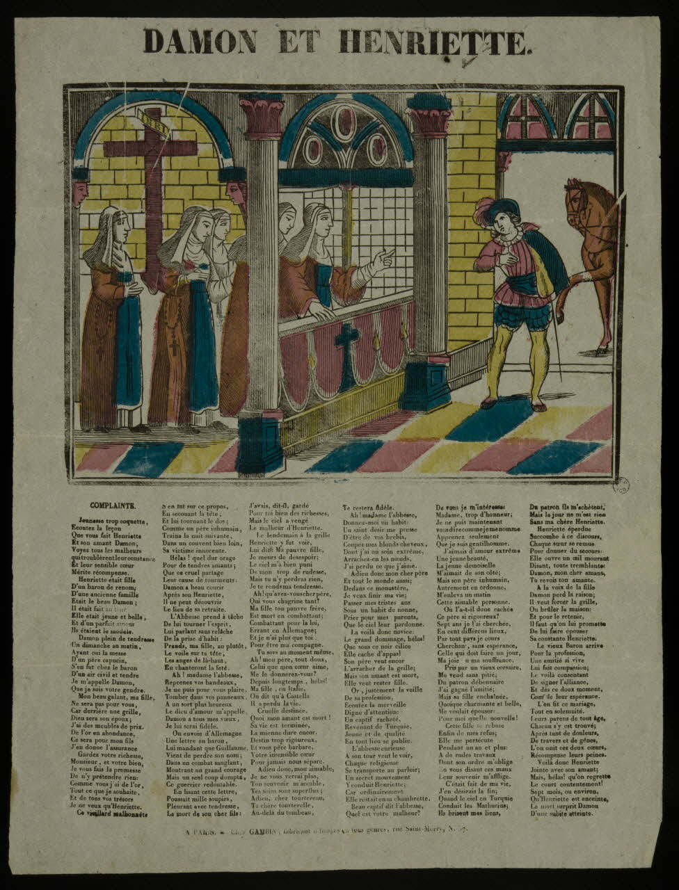 Gambin estampe DAMON ET HENRIETTE. Paris 1837-1840 1965.75.810 Photo Mucem