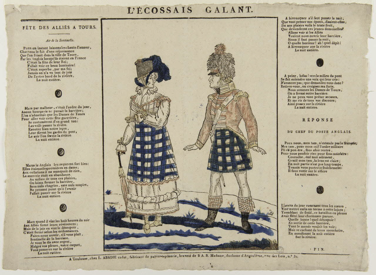 Louis Abadie imagerie ancienne L'ECOSSAIS GALANT. Toulouse 1815-1823 1965.75.826 Photo