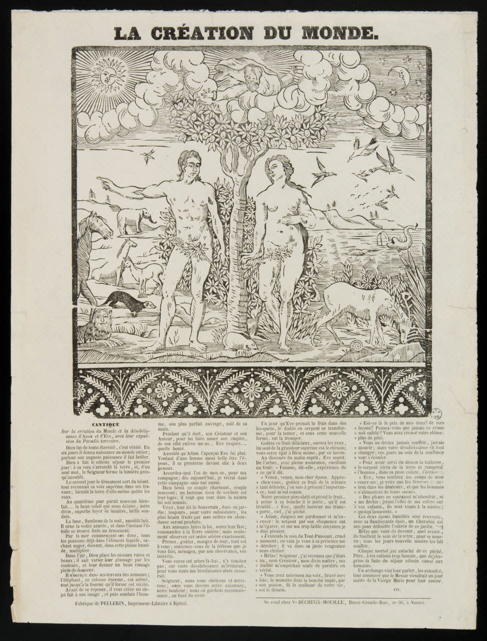 Pellerin ; Bécheux-Mouille veuve ; Béc estampe LA CREATION DU MONDE. Lorraine, France 1844 1965.75.838 Photo