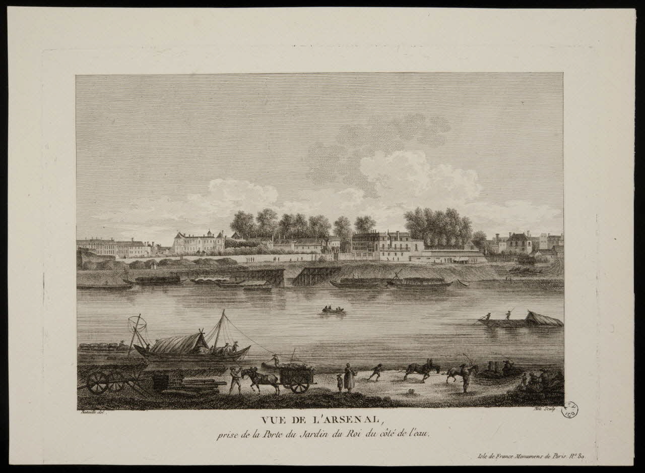 imagerie ancienne VUE DE L'ARSENAL,  prise de la Porte du Jardin du Roi du côté de l'eau. 1965.80.12 Photo