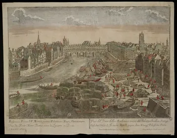 Probst Georg Balthasar imagerie ancienne Vuë du Pont Notre Dame, vers le Louvre a Paris. Augsbourg 1730 1965.80.15 Photo