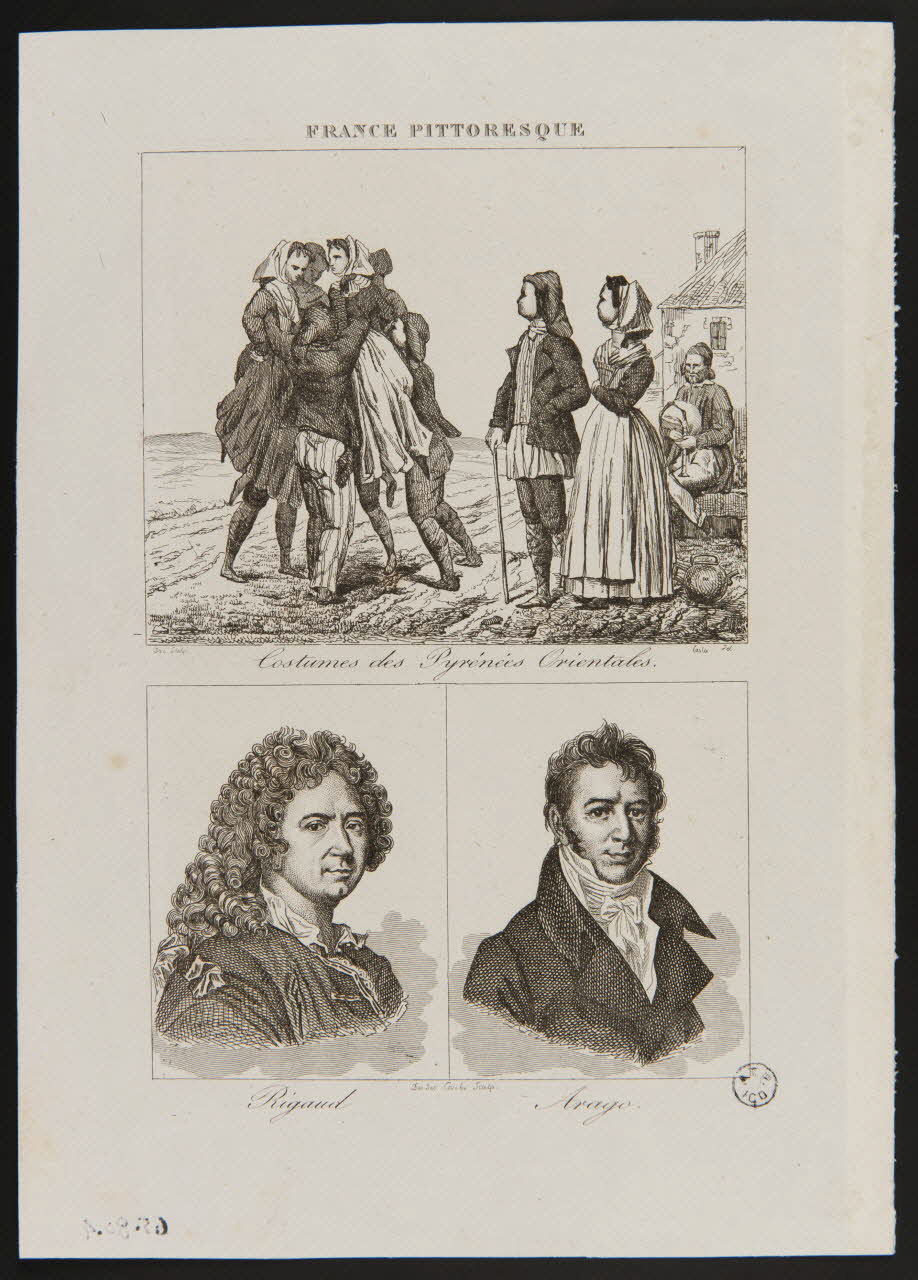 Duc Oc. ; Castu ; Couche H. Y. ; Rignoux et Cie ; Delloye suite de figures (2x1) FRANCE PITTORESQUE  Costumes des Pyrénées Orientales.  Rigaud  Arago. Paris 1835 1965.80.4 Photo