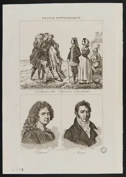 Duc Oc. ; Castu ; Couche H. Y. ; Rignoux et Cie ; Delloye suite de figures (2x1) FRANCE PITTORESQUE  Costumes des Pyrénées Orientales.  Rigaud  Arago. Paris 1835 1965.80.4 Photo