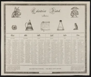 Brissot Thivars calendrier Calendrier Féodal  (1820.) Paris 1819 1965.80.6 Photo