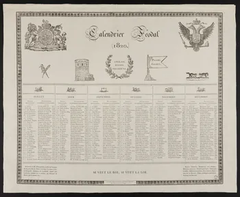 Brissot Thivars calendrier Calendrier Féodal  (1820.) Paris 1819 1965.80.7  Photo
