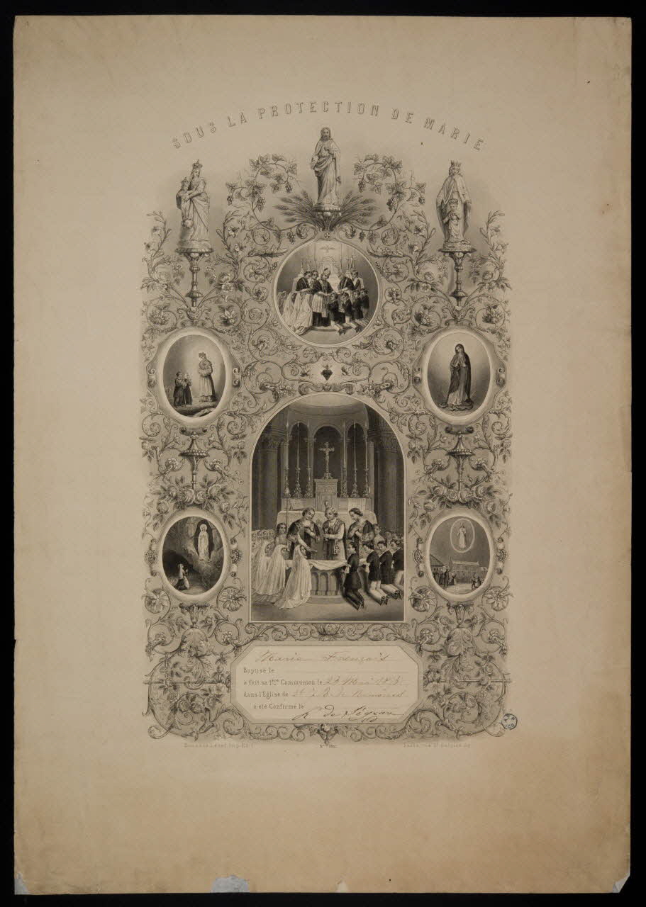 Bouasse-Lebel souvenir de communion SOUS LA PROTECTION DE MARIE Paris 1875 1965.81.2 Photo
