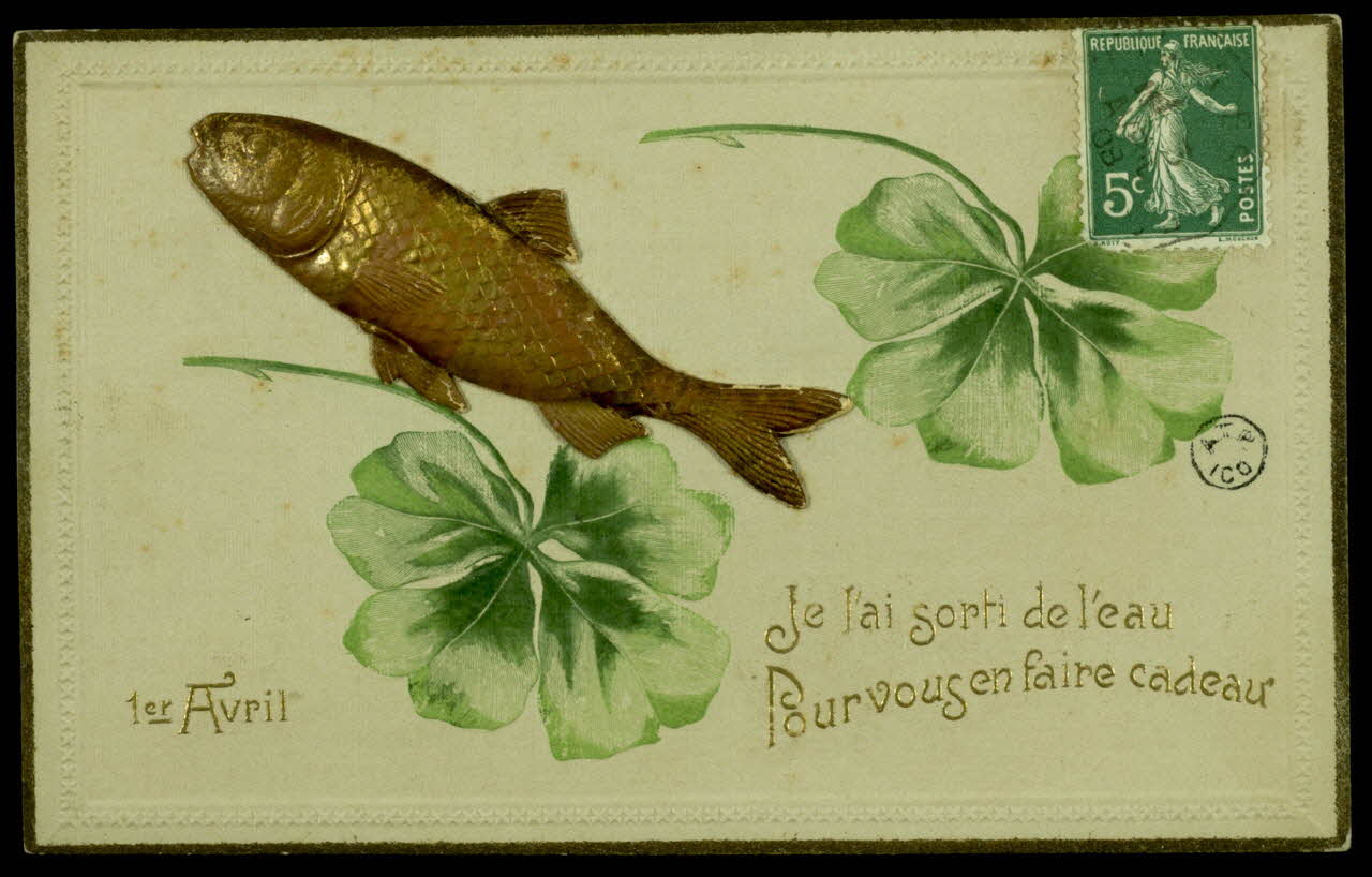 carte postale 1er Avril. Je l'ai sorti de l'eau pour vous en faire cadeau 1908 1965.81.3 Photo