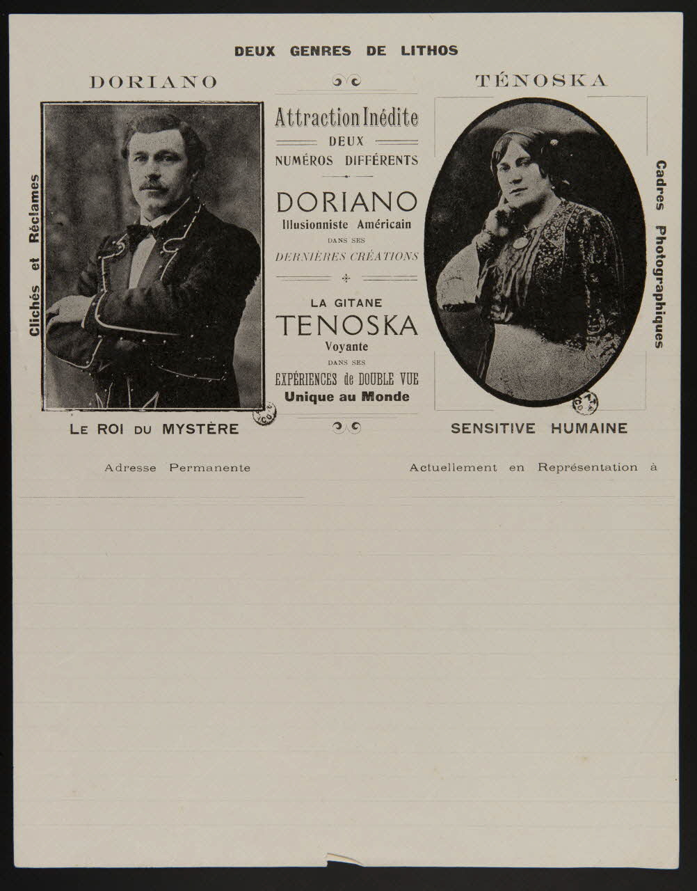 papier à lettre DEUX GENRES DE LITHOS  DORIANO  TENOSKA 1965.97.3 Photo