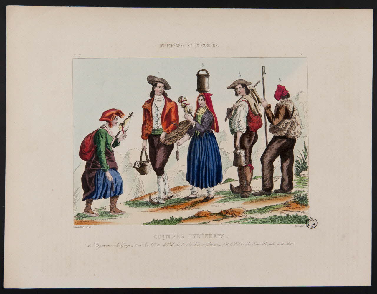 estampe COSTUMES PYRENEENS. 1966.10.11 Photo