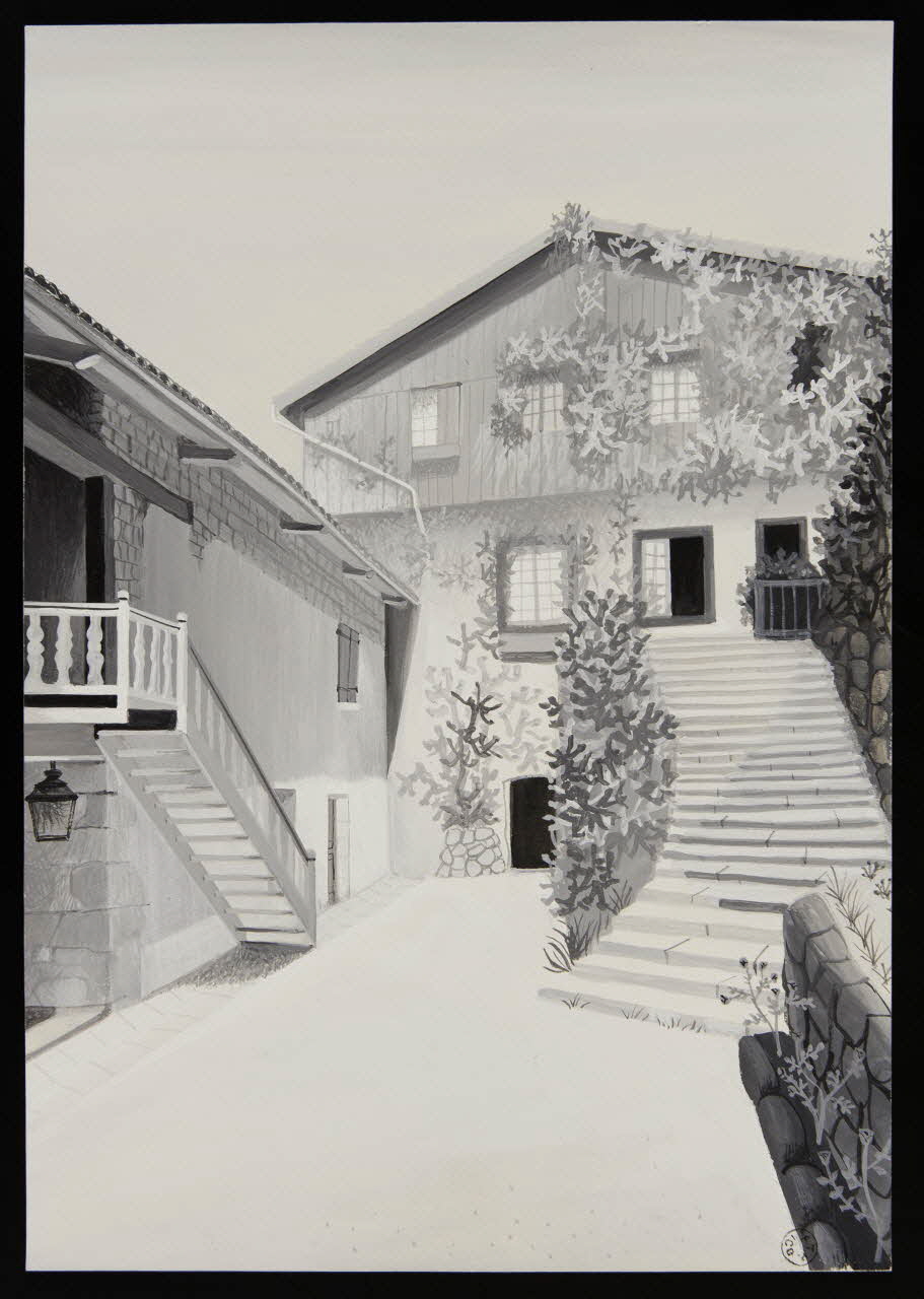 Jacques Pasquet dessin Moulin à papier Richard Le Bas à Ambert, vue extérieure 1966 1966.11.1 Photo