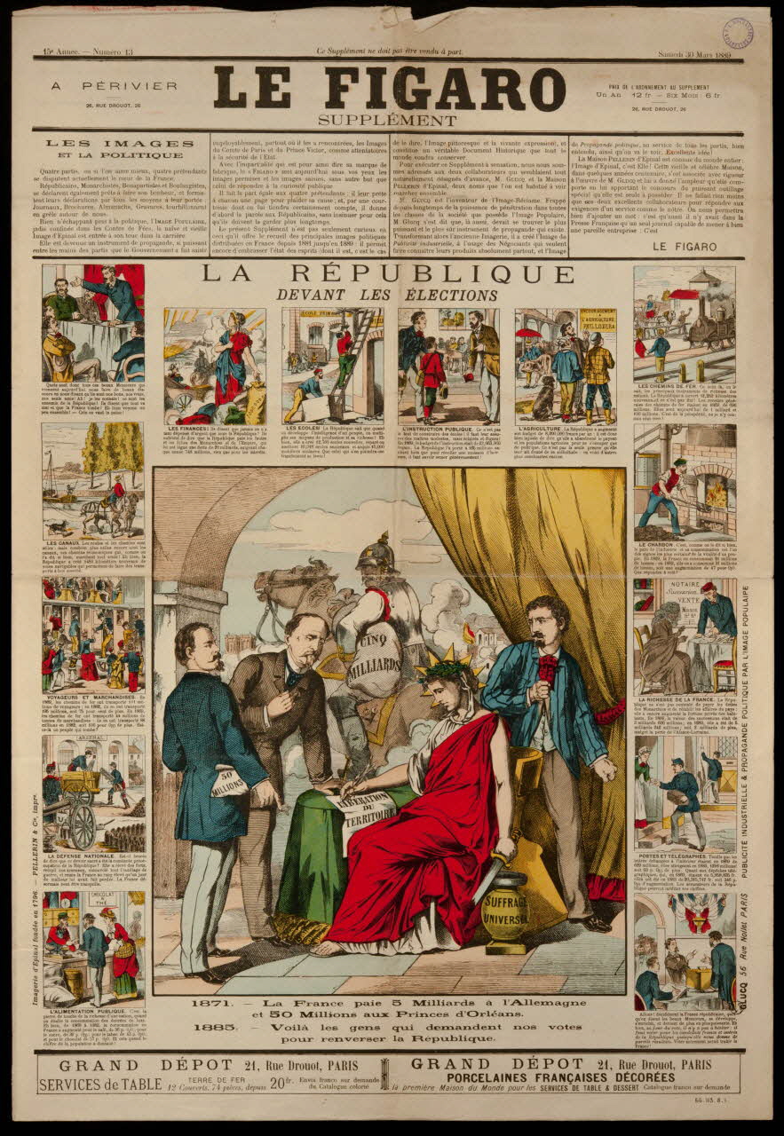 estampe LE FIGARO  SUPPLEMENT  LA REPUBLIQUE  DEVANT LES ELECTIONS 1966.113.8.1 Photo
