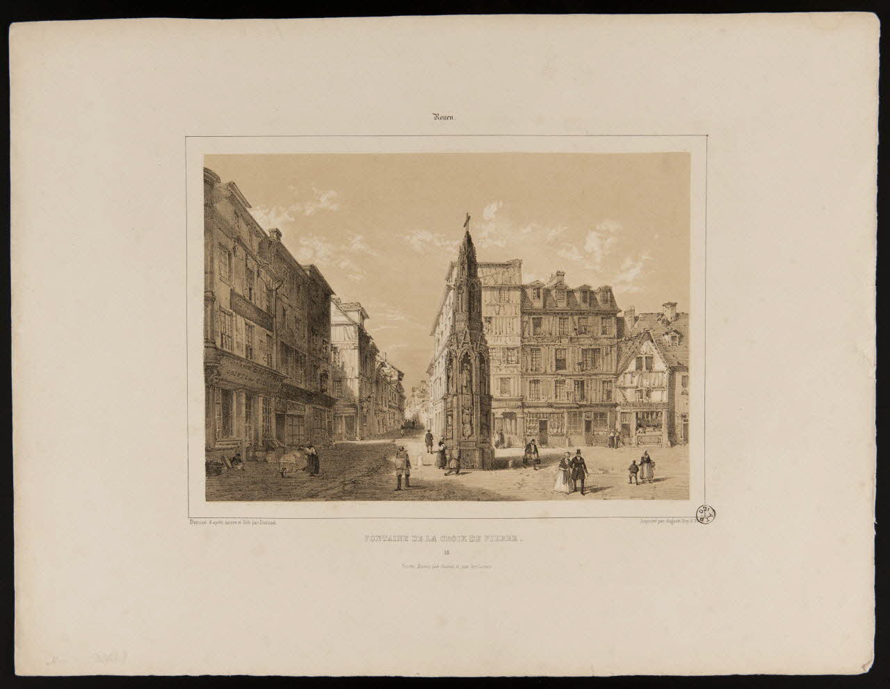 estampe Rouen.  FONTAINE DE LA CROIX DE PIERRE. 1966.17.26 Photo