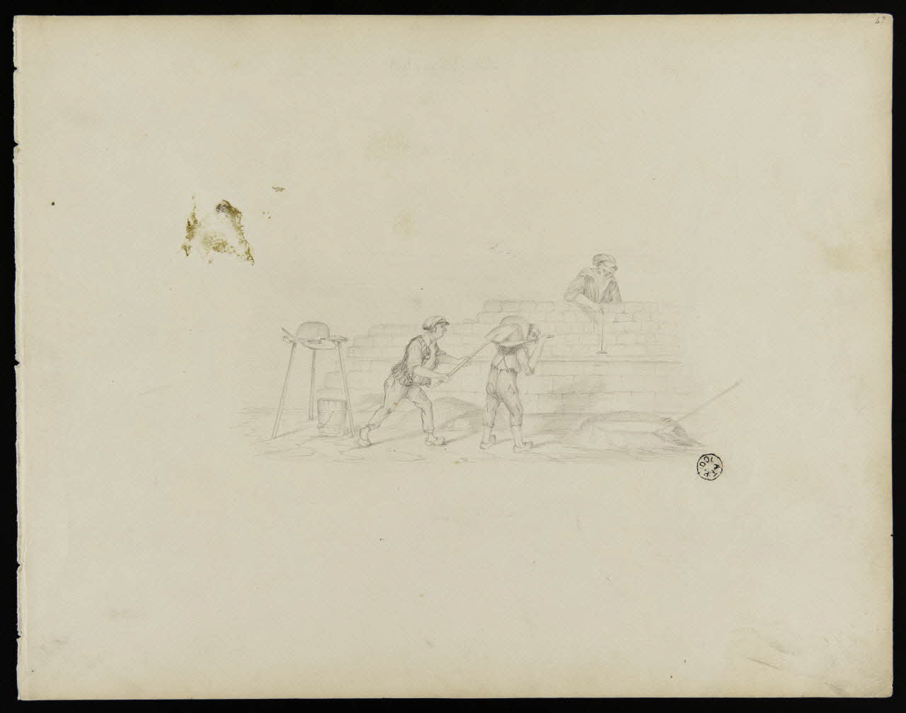 dessin Trois maçons au travail 1966.19.2 Photo