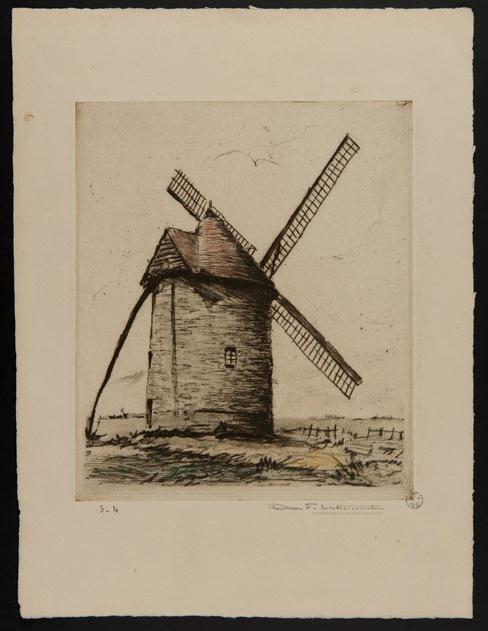 estampe Moulin à vent à Verton dans le Nord de la France 1966.35.61 Photo