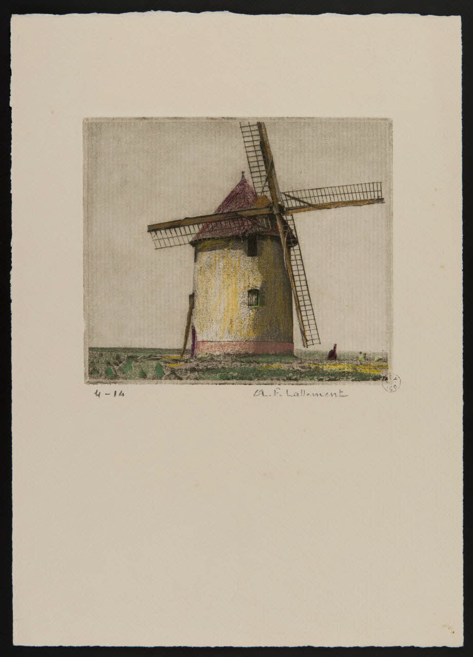estampe Moulin à vent à Verton dans le Nord de la France 1966.35.64 Photo