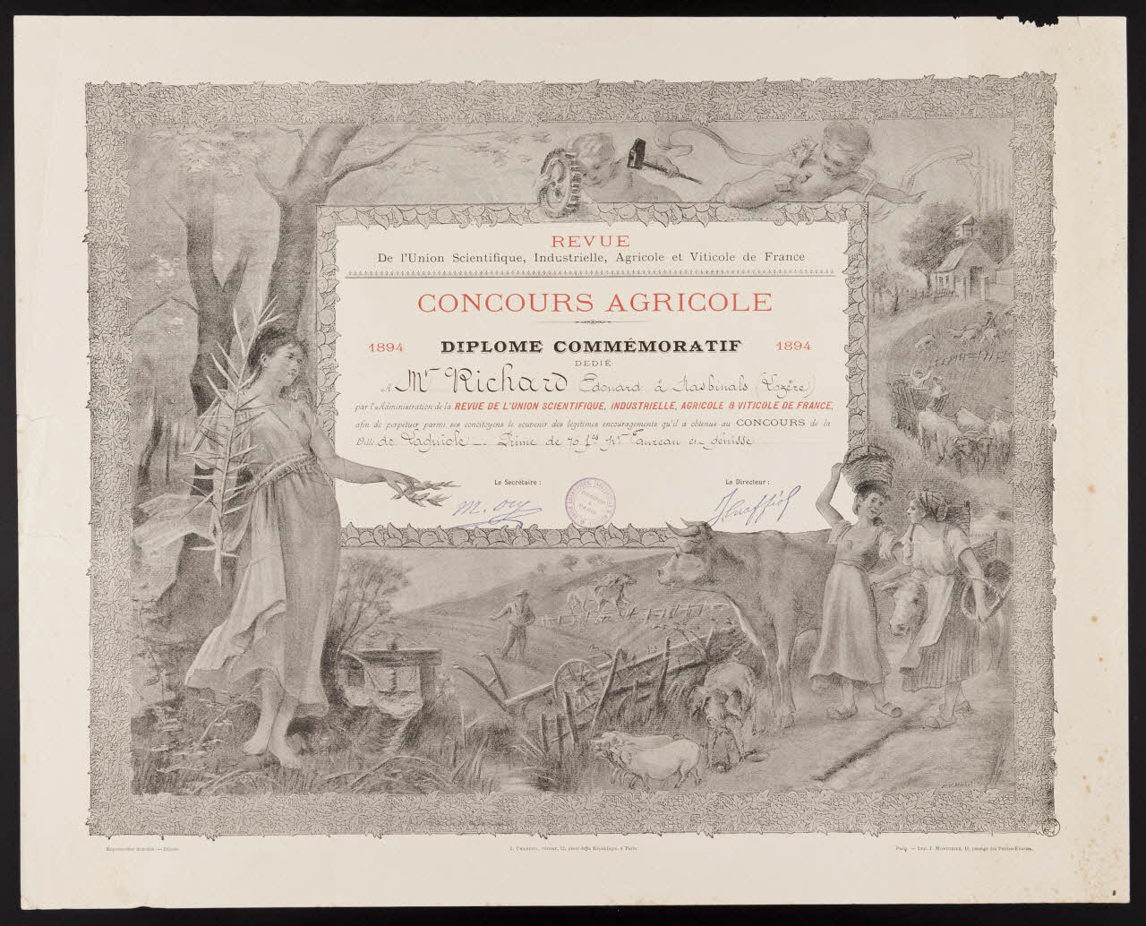 estampe DIPLOME COMMEMORATIF 1966.66.221 Photo