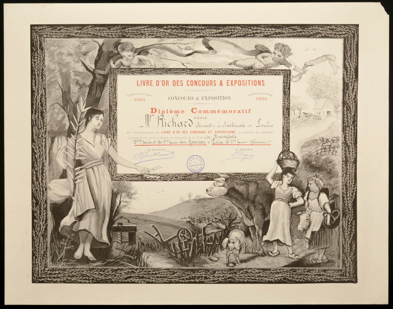 estampe LIVRE D'OR DES CONCOURS & EXPOSITIONS  Diplôme Commémoratif 1966.66.222 Photo