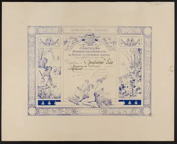 estampe CONCOURS  DEPARTEMENTAL D'ANIMAUX REPRODUCTEURS  DE PRODUITS ET D'INSTRUMENTS AGRICOLES  Tenu à MENDE le 21 Août 1897 1966.66.225 Photo
