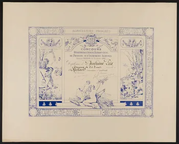 estampe CONCOURS  DEPARTEMENTAL D'ANIMAUX REPRODUCTEURS  DE PRODUITS ET D'INSTRUMENTS AGRICOLES  Tenu à MENDE le 21 Août 1897 1966.66.227 Photo
