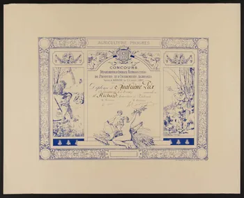 estampe CONCOURS  DEPARTEMENTAL D'ANIMAUX REPRODUCTEURS  DE PRODUITS ET D'INSTRUMENTS AGRICOLES  Tenu à MENDE le 21 Août 1897 1966.66.228 Photo