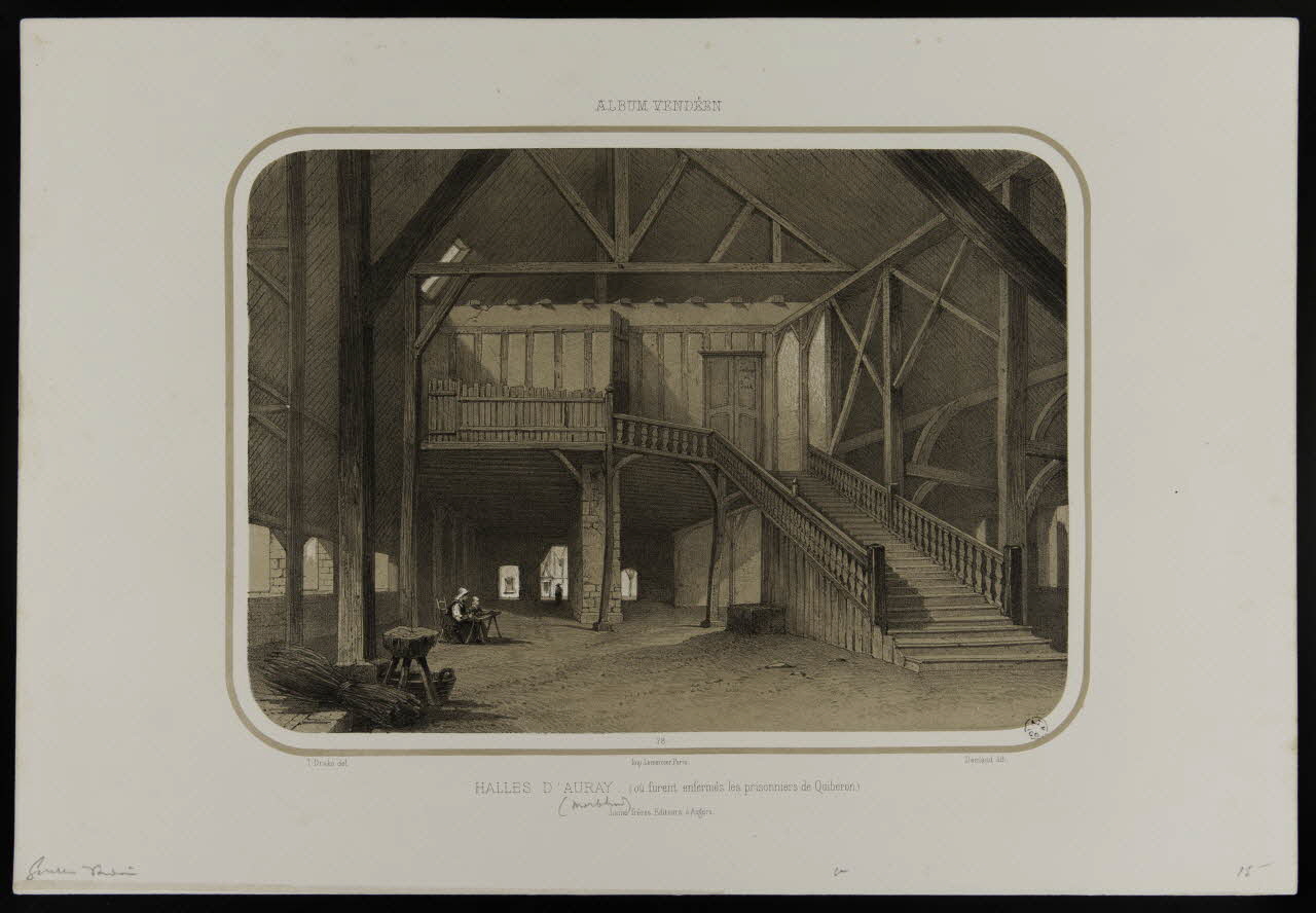 estampe ALBUM VENDEEN  HALLES D'AURAY (où furent enfermés les prisionniers de Quiberon.) 1966.81.130 Photo