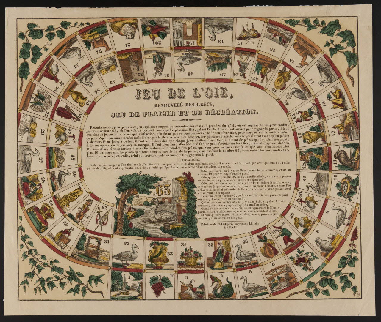jeu de l'oie JEU DE L'OIE,  RENOUVELE DES GRECS 1966.81.168 Photo