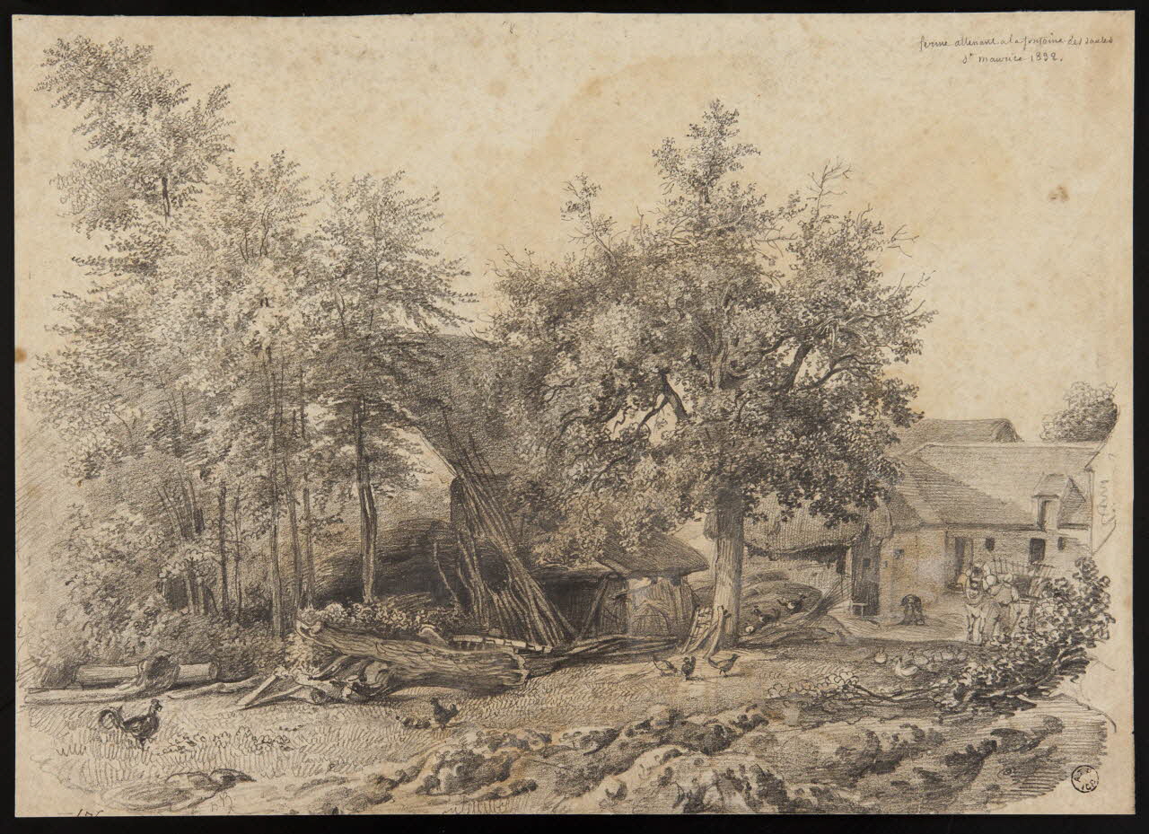 dessin Ferme attenant a la fontaine des Saules Saint-Maurice 1832 1966.81.184 Photo