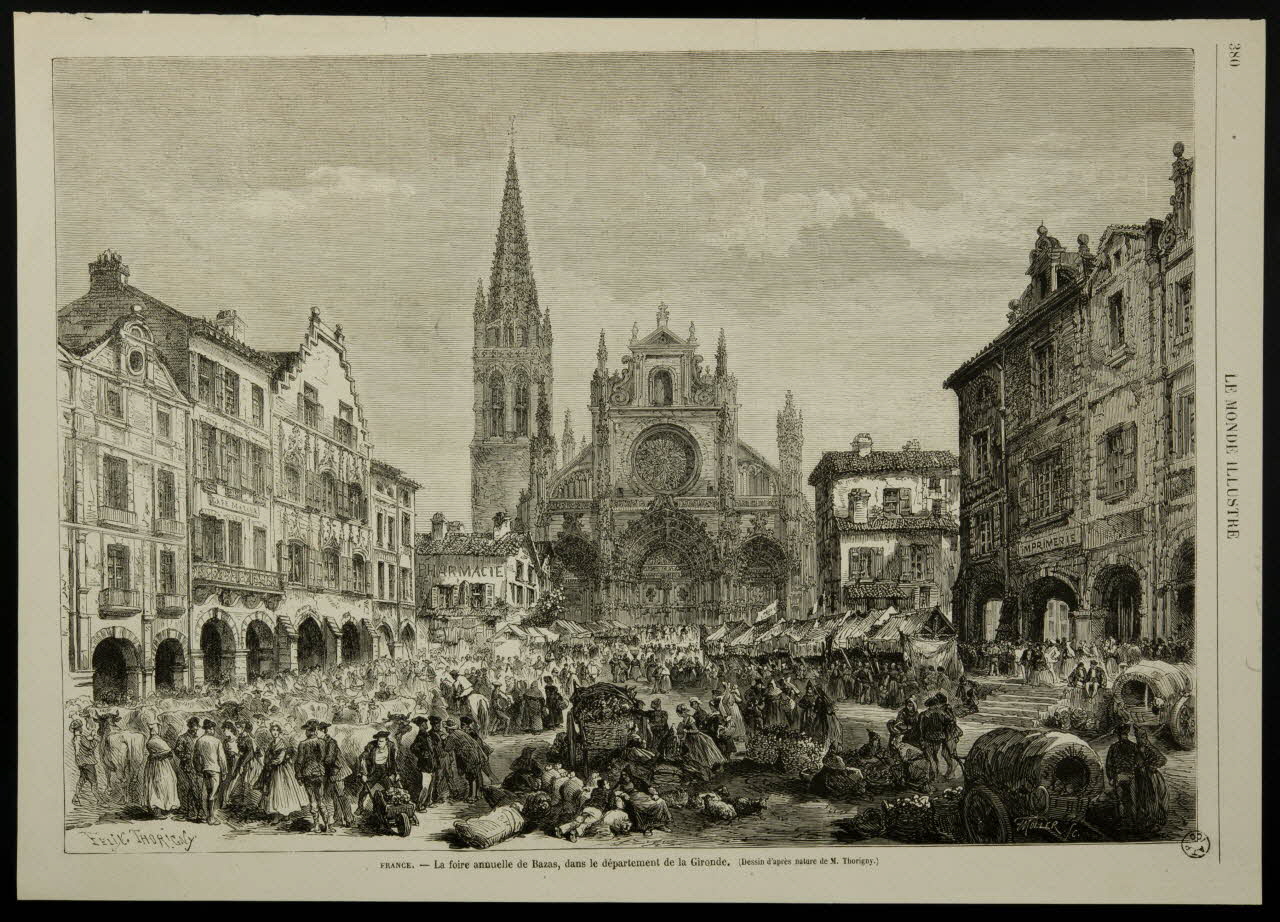 estampe FRANCE. - La foire annuelle de Bazas, dans le département de la Gironde. 1966.81.190 Photo