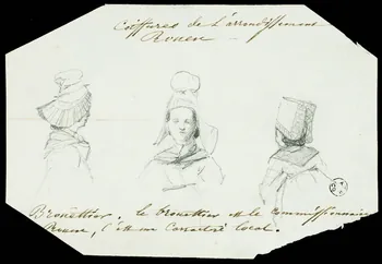 André Durand dessin Trois études de coiffures de l'arrondissement de Rouen 1867 1966.81.35  Photo