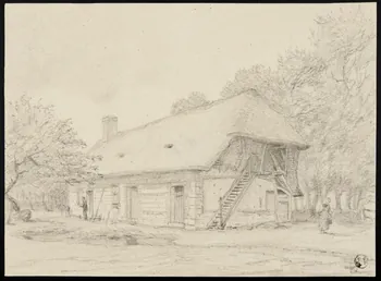 André Durand dessin Chaumière à Blancmesnil (sic) 1864 1966.81.39  Photo