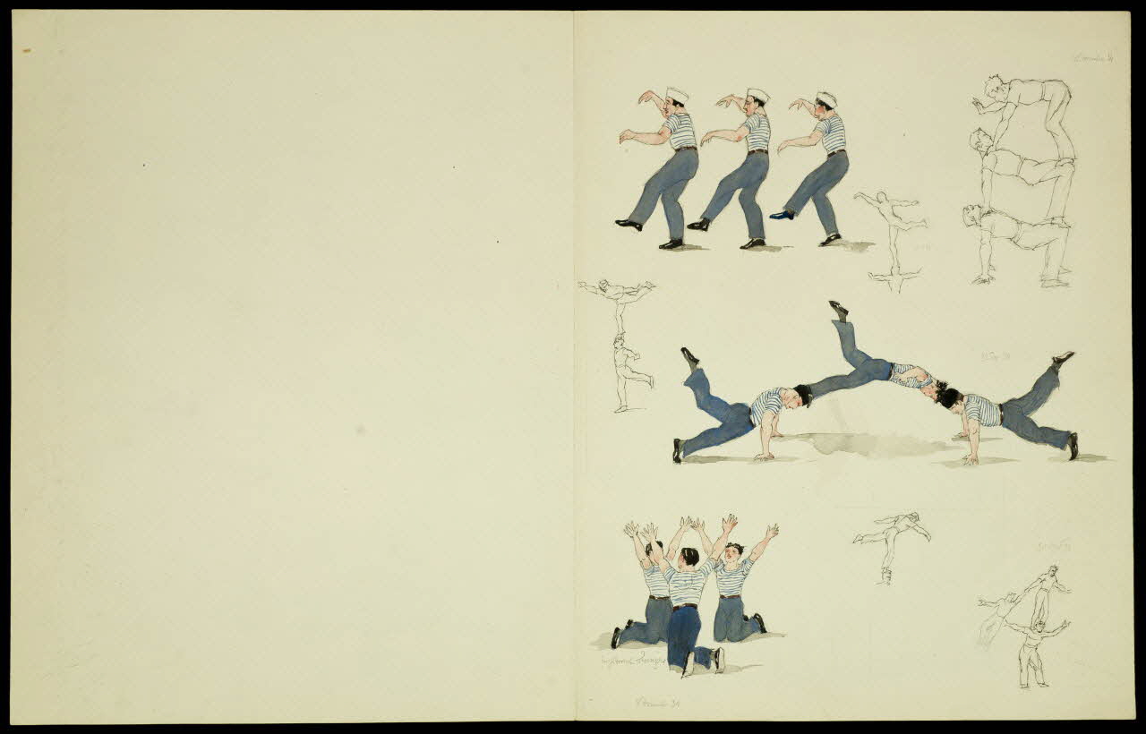 partie d'un ensemble de dessins Acrobates en uniforme marin 1968.102.4918.1 Photo