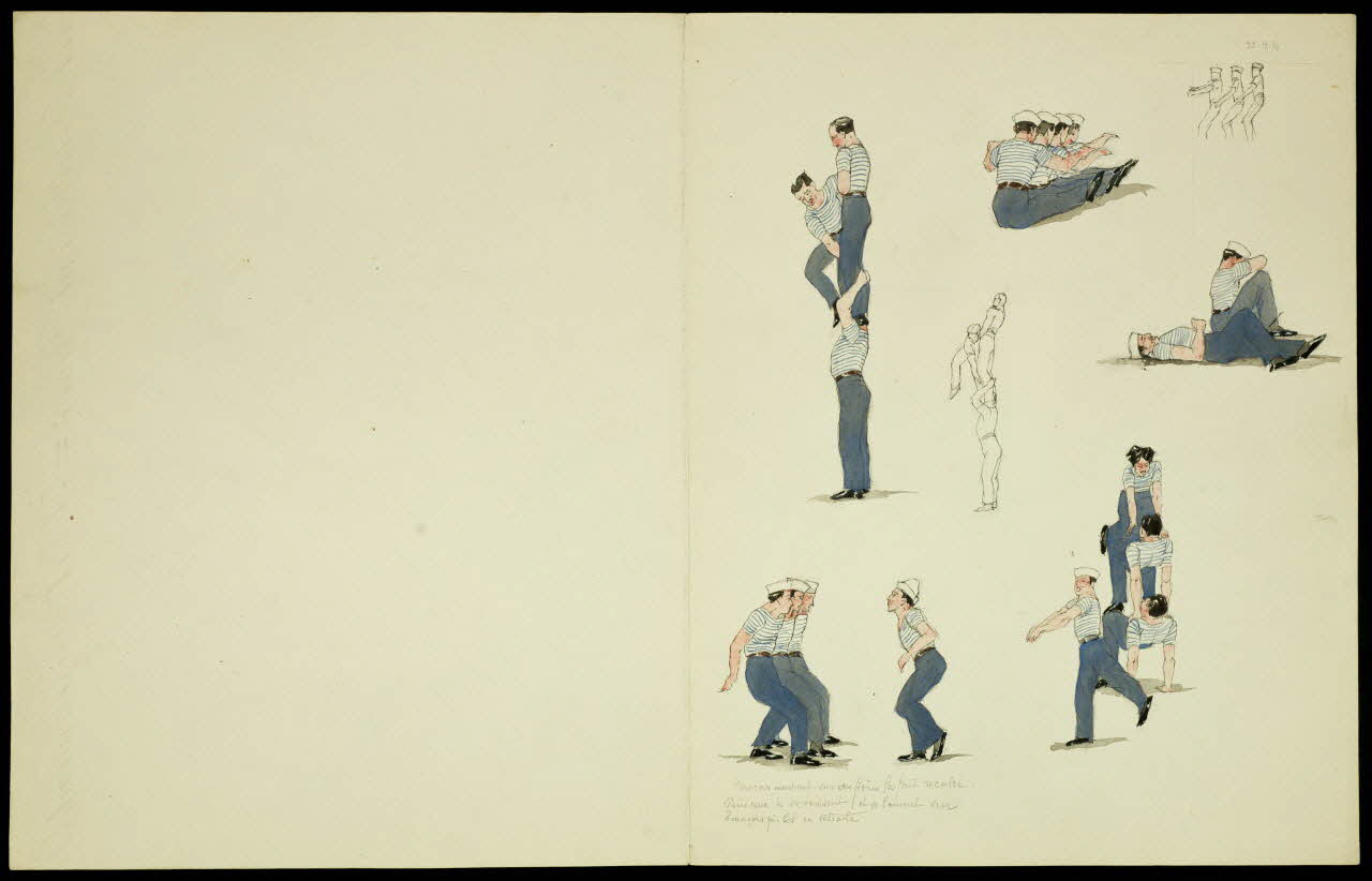 partie d'un ensemble de dessins François marchant sur ses frères les fait reculer 1968.102.4918.2 Photo