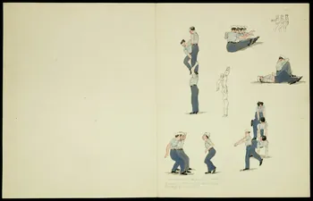 partie d'un ensemble de dessins François marchant sur ses frères les fait reculer 1968.102.4918.2 Photo