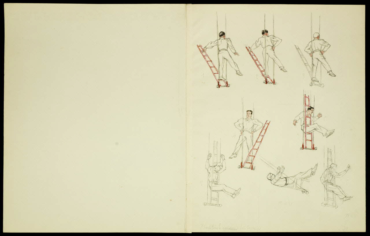 partie d'un ensemble de dessins Il tient tous les équilibres très longtemps 1968.102.4930 Photo
