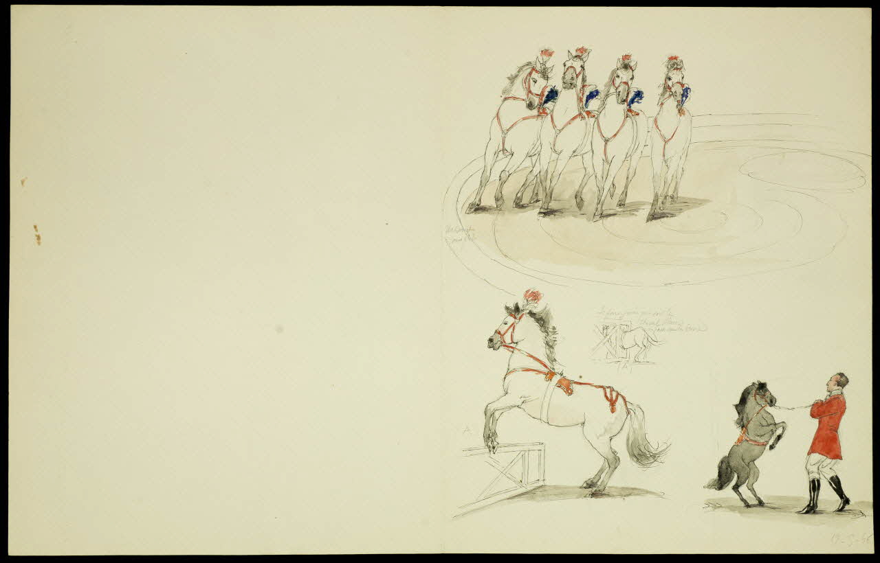 partie d'un ensemble de dessins Dressage de chevaux 1968.102.4932 Photo