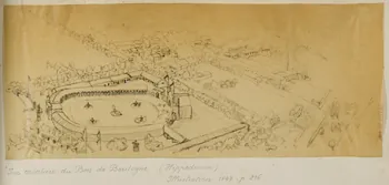 partie d'un ensemble de dessins Vue cavalière du Bois de Boulogne (Hippodrome) 1968.102.5339.110 Photo