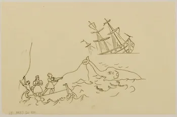 partie d'un ensemble de dessins Eléphant dans l'eau et bateau 1968.102.5339.181 Photo