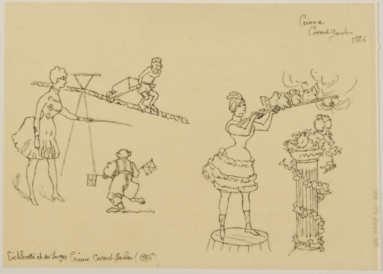 partie d'un ensemble de dessins Eichlerette et ses singes Circus Corvent garden (1886)  Cirava 1968.102.5339.196 Photo