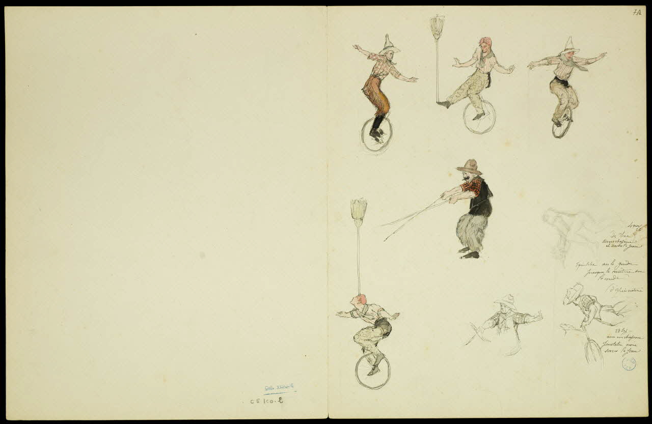 partie d'un ensemble de dessins Funambules et équilibriste 1968.102.5346.3 Photo Mucem