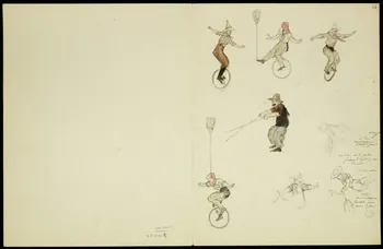 partie d'un ensemble de dessins Funambules et équilibriste 1968.102.5346.3  Photo Mucem