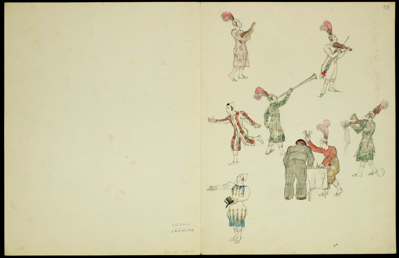 partie d'un ensemble de dessins Groupe de clowns et acrobates 1968.102.5348.3 Photo