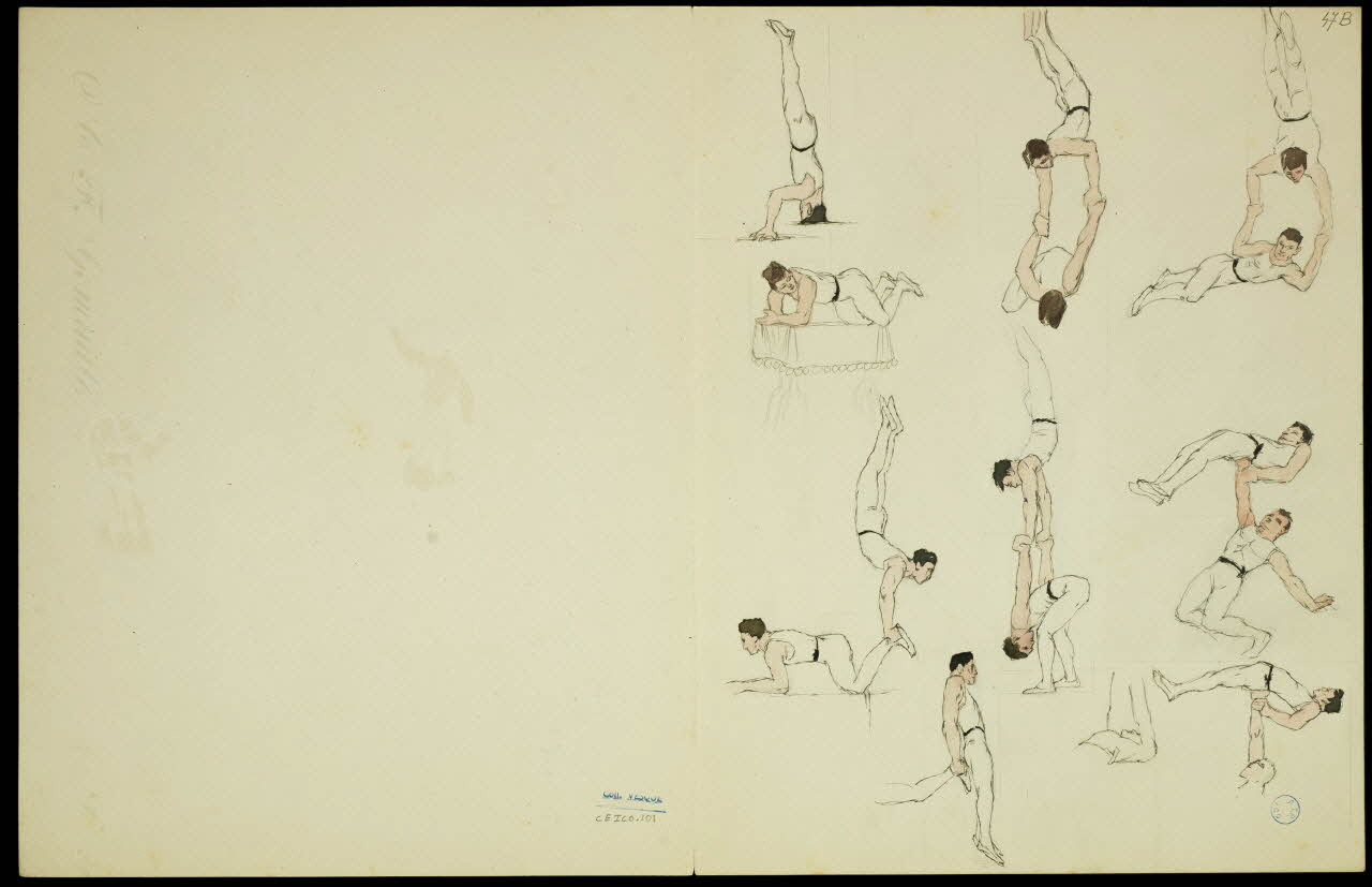 partie d'un ensemble de dessins Groupe de clowns et acrobates 1968.102.5348.3 Photo
