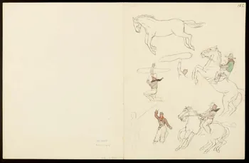 partie d'un ensemble de dessins Cowboy à cheval 1968.102.5350.17 Photo