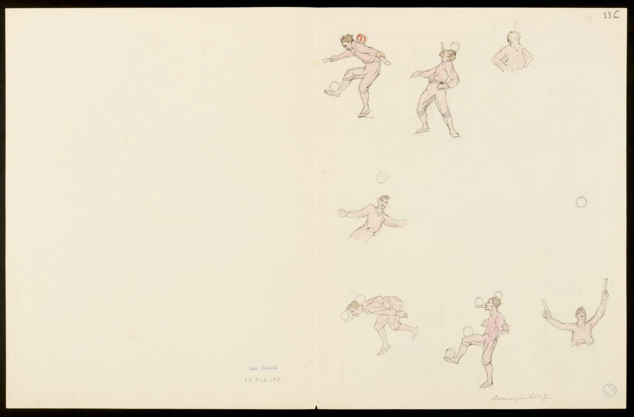 partie d'un ensemble de dessins Jongleur avec balle et bâton 1968.102.5350.3 Photo Mucem