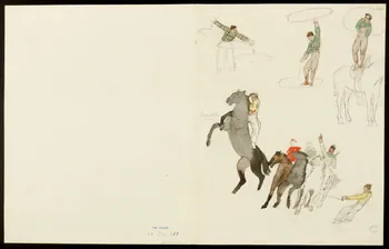 partie d'un ensemble de dessins Spectacle à cheval et lasso 1968.102.5352.19  Photo