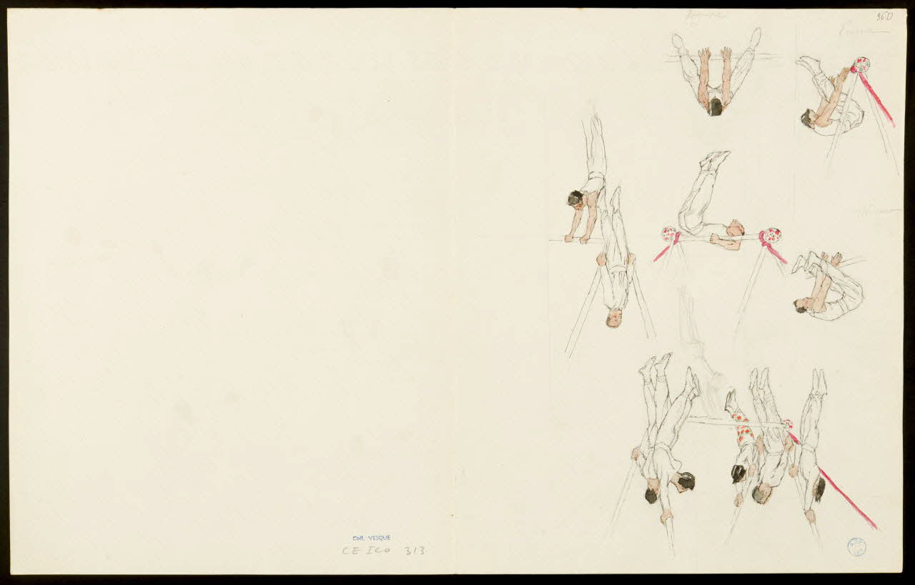 partie d'un ensemble de dessins Gymnastes sur barre transversale 1968.102.5352.22 Photo