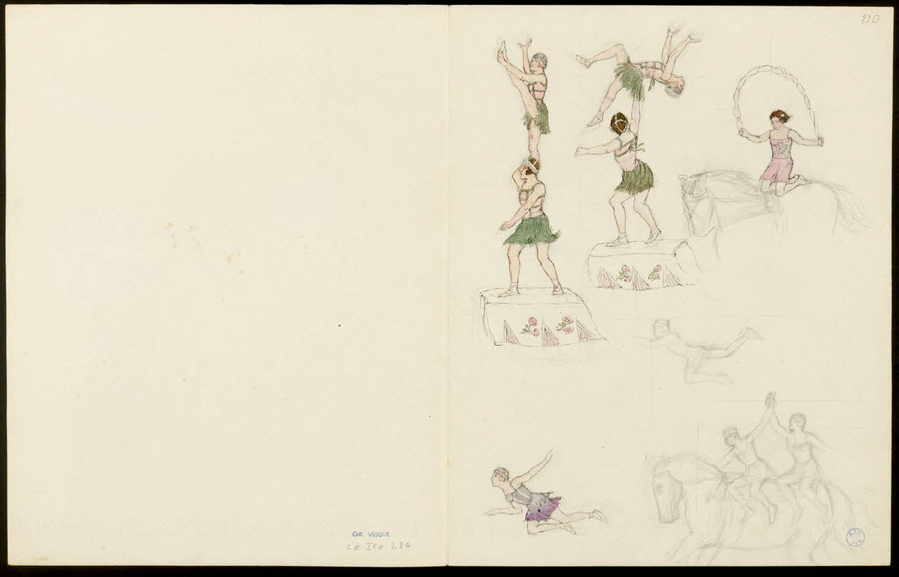 partie d'un ensemble de dessins Acrobates et spectacle à cheval 1968.102.5352.5 Photo