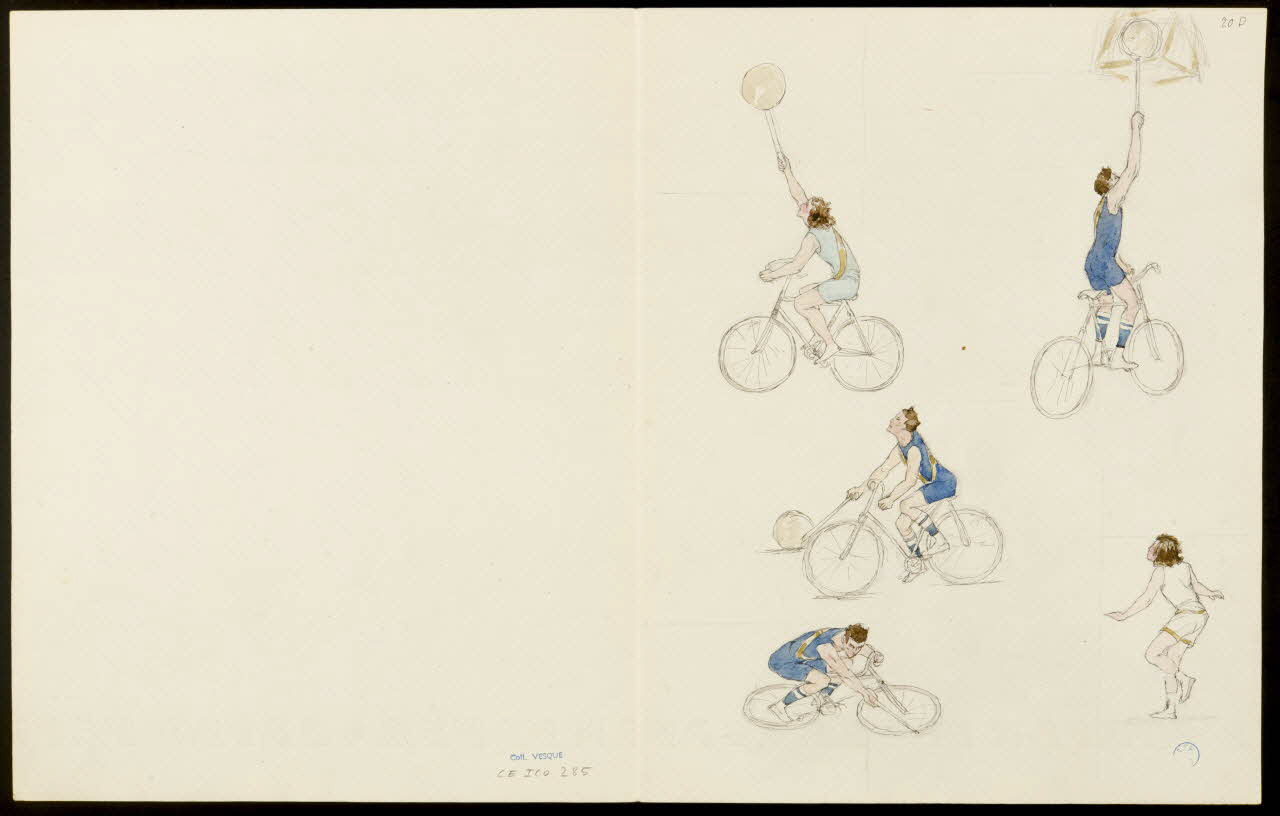 partie d'un ensemble de dessins Jeu de ballon sur bicyclette 1968.102.5352.6 Photo